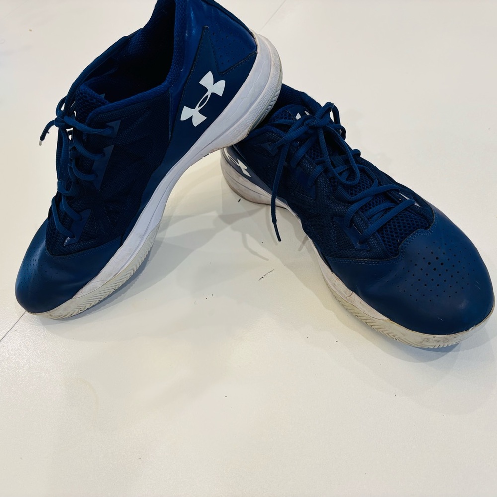 Under Armour  Basketball Men's Sneakers Navy and White Athletic Shoes size 14 - Picture 11 of 11
